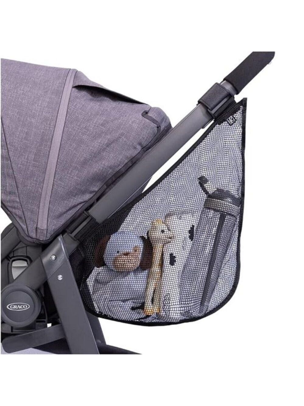 Stroller side sling cargo net organizer mesh bag adjustable straps baby storage